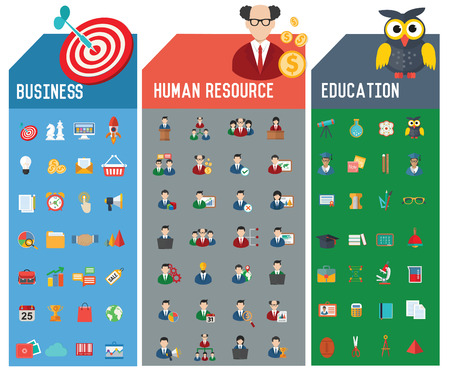 Three Icon set,Business,Human resource and Education icons,clean vectorのイラスト素材