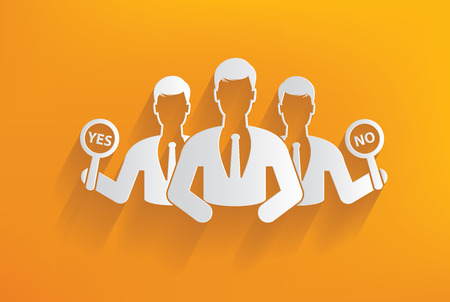 Yes or no, human resource on yellow background,clean vectorのイラスト素材