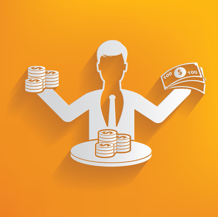 Financial, human resource on yellow background,clean vectorのイラスト素材