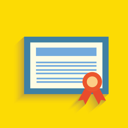 Certificate symbol on yellow backgroundのイラスト素材