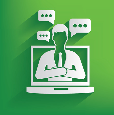 Talking businessman design on green background,clean vectorのイラスト素材