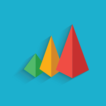 Pyramid chart symbol on blue background,clean vectorのイラスト素材