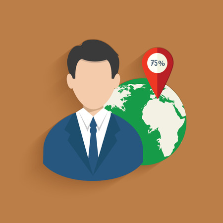Global, businessman symbol on brown background,clean vectorのイラスト素材