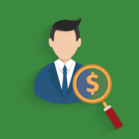 Searching money,businessman design on green background,clean vectorのイラスト素材
