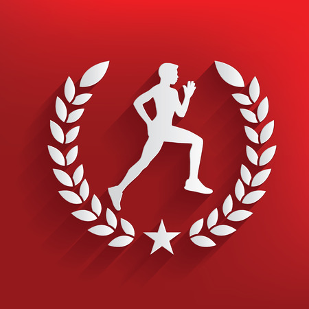 Running concept on red background,clean vectorのイラスト素材