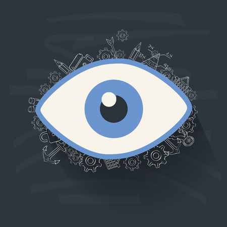 Eye concept on blackboard background,clean vectorのイラスト素材