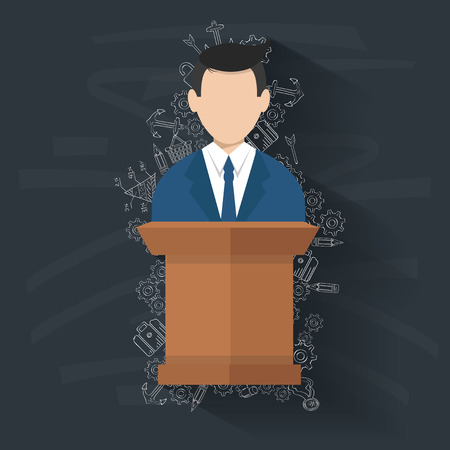 Man,Business on blackboard background,vectorのイラスト素材