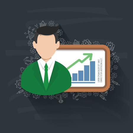 Businessman on blackboard background,vectorのイラスト素材
