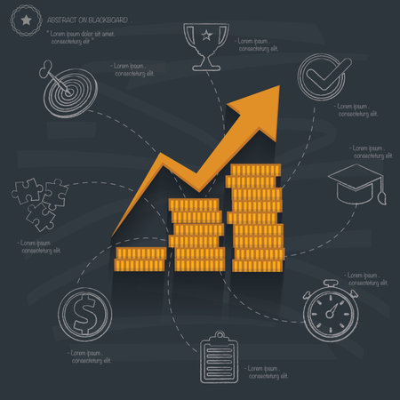 Growth business concept on blackboard backgroundのイラスト素材