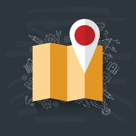 Map location on blackboard background,vectorのイラスト素材
