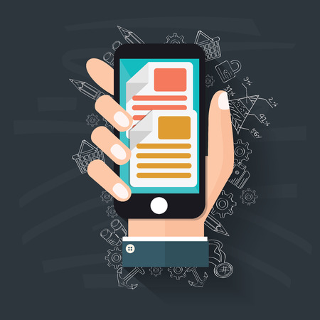 Mobile on blackboard background,vectorのイラスト素材