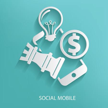 Social mobile symbol on blue backgroundのイラスト素材