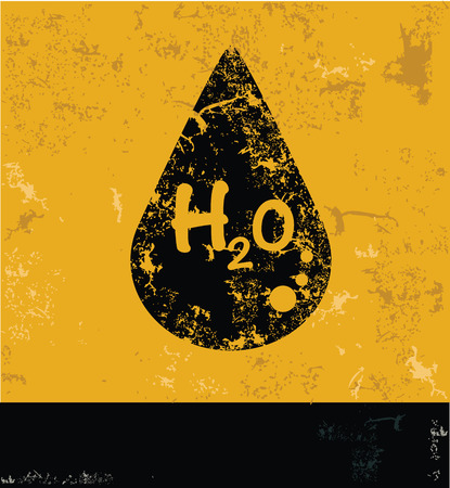 H2O design on yellow background,yellow vectorのイラスト素材