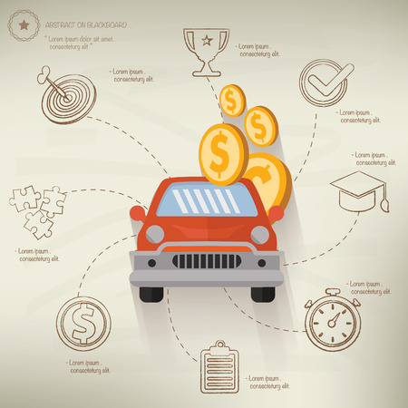 Borrow money,info graphic design on old paper background,clean vectorのイラスト素材
