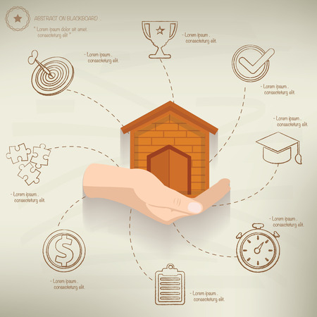 Home concept,info graphic design on old paper background,clean vectorのイラスト素材