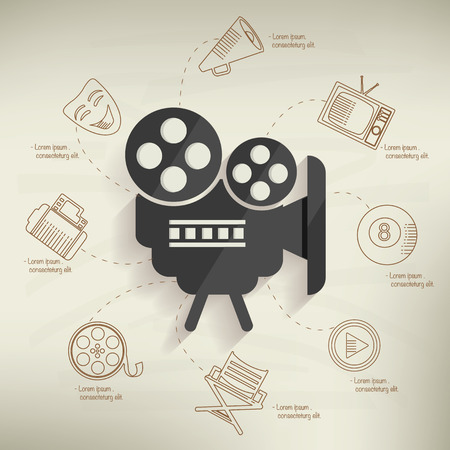 Movie design,info graphic on old paper background,clean vectorのイラスト素材