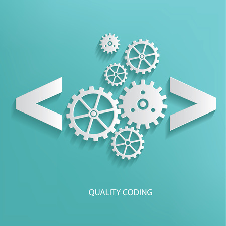 Quality coding symbol on blue background,clean vectorのイラスト素材