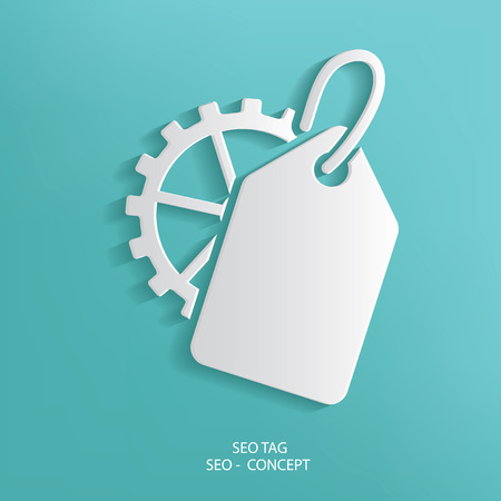 SEO Tag symbol on blue background,clean vectorのイラスト素材