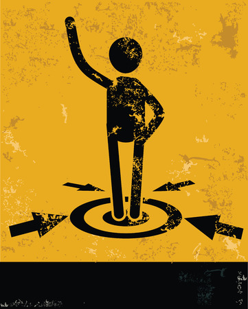 Goal concept,human resource design on yellow background,grunge vectorのイラスト素材