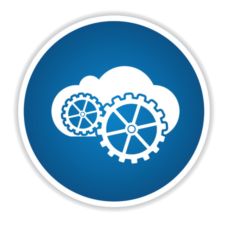 Cloud computing icon on blue button,clean vectorのイラスト素材