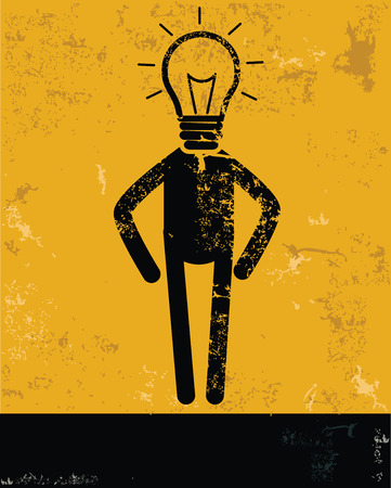 Idea concept,human resource on yellow background,grunge vectorのイラスト素材