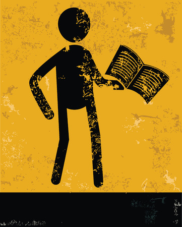 Reading concept,human resource design on yellow background,grunge vectorのイラスト素材