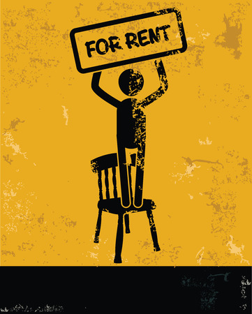 For rent concept,human resource on yellow background,grunge vectorのイラスト素材