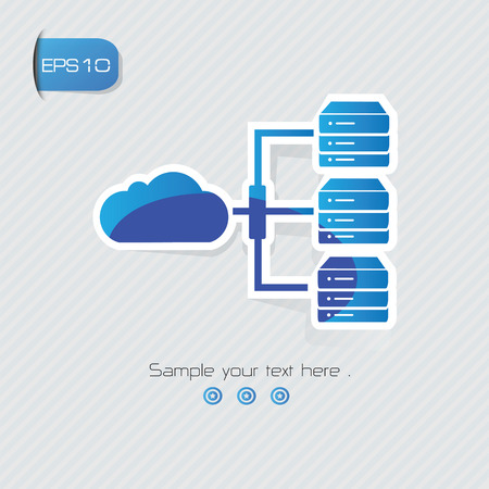 Cloud computing Database icon on blueのイラスト素材