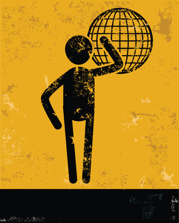Global concept,human resource design on yellow background,grunge vectorのイラスト素材