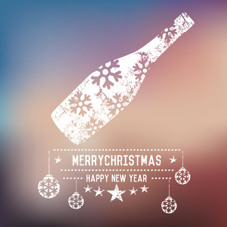 Bottle,Xmas on blur background,clean vectorのイラスト素材