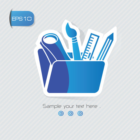 Education symbol,sticker design,blue version,clean vectorのイラスト素材