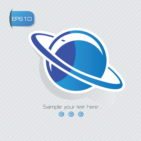 Saturn symbol,sticker design,blue version,clean vectorのイラスト素材