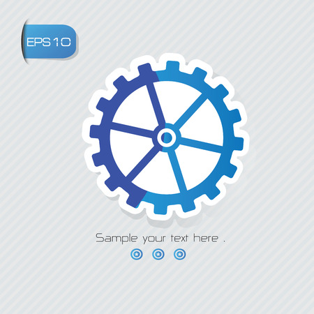 Gear symbol,sticker design,blue version,clean vectorのイラスト素材