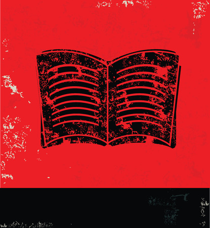 Book design on red background,grunge vectorのイラスト素材