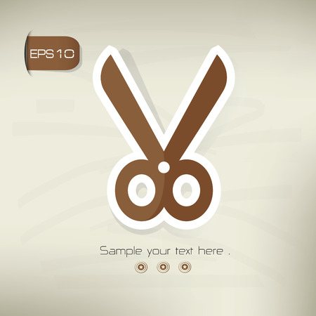 Scissors symbol,sticker design,brown version,clean vectorのイラスト素材