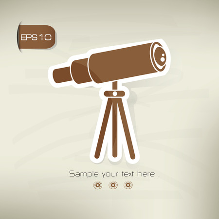 Telescope symbol,sticker design,brown version,clean vectorのイラスト素材