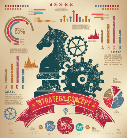 Chess,Strategy info graphic design on old background,grunge vectorのイラスト素材