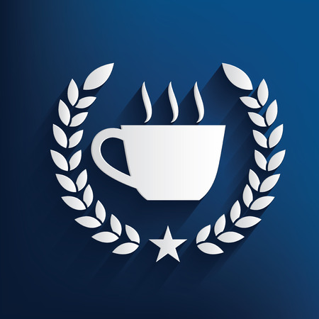 Coffee symbol on blue background,clean vectorのイラスト素材