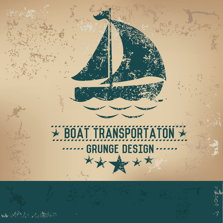 Boat design on old background, grunge vectorのイラスト素材