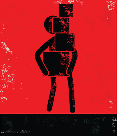 Packing concept,human resource on red background,grunge vectorのイラスト素材