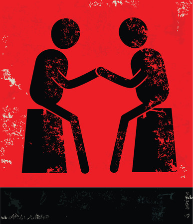 Shake hand concept,human resource design on red background,grunge vectorのイラスト素材