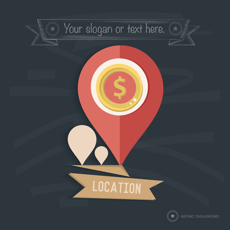 Money location design on blackboard background,clean vectorのイラスト素材
