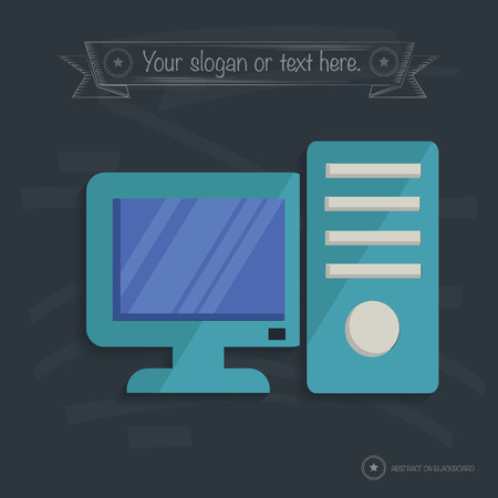 Computer design on blackboard background,clean vectorのイラスト素材