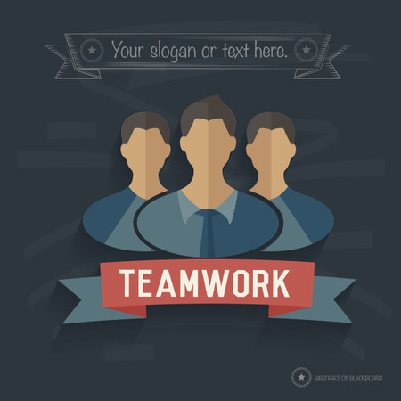 Teamwork design on blackboard background,clean vectorのイラスト素材