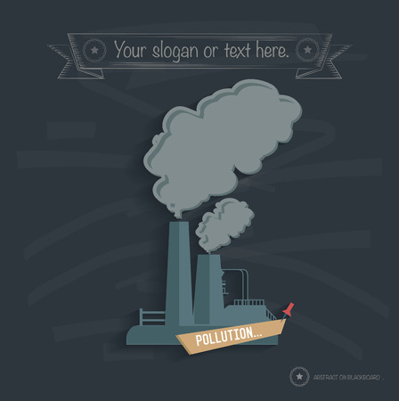 Pollution, industry design on blackboard background, clean vectorのイラスト素材
