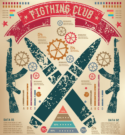 Weapon design on old paper background,info graphic,grunge vectorのイラスト素材