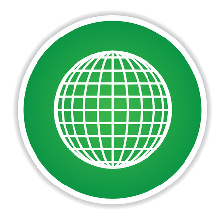 Global icon on green button background,clean vectorのイラスト素材