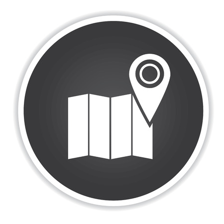 Map icon on black button background,clean vectorのイラスト素材