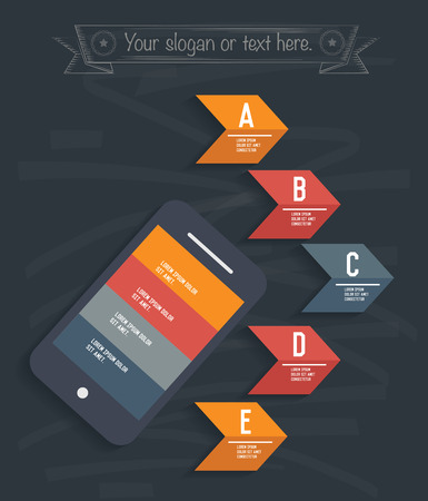 Mobile info graphic on blackboard background,clean vectorのイラスト素材