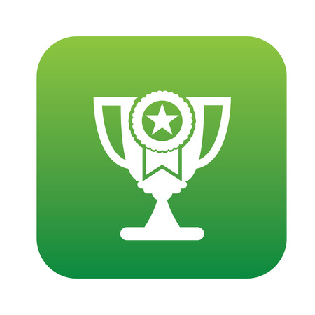 Trophy symbol design on green button,clean vectorのイラスト素材